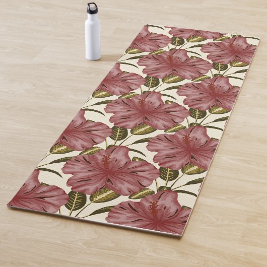 Tropical flowers seamless pattern | red flowers yogamat (In situ)