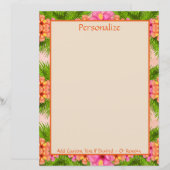 Tropical Flowers Sinaasappel Roze Bloemen Geperson (Voorkant / Achterkant)