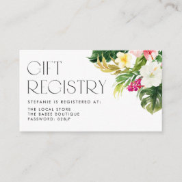Tropical Flowers Summer Baby shower Gift Registry Informatiekaartje
