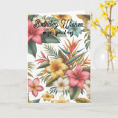 Tropical Flowers Verjaardagswensen Kaart (Gele Bloem)