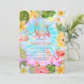 Tropical Flowers verlaat Flamingos Baby shower Kaart (Staand voorkant)