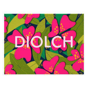 Tropical Flowers Welsh Bedankt Poster