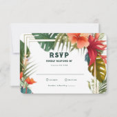 Tropical Flowers Zomer Locatie Bruiloft RSVP Kaart (Voorkant)
