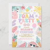 Tropical Foam Pool Splash Pad Verjaardagsfeestje Kaart (Voorkant)