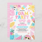 Tropical Foam Pool Splash Pad Verjaardagsfeestje Kaart (Voorkant / Achterkant)