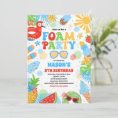 Tropical Foam Pool Splash Pad Verjaardagsfeestje Kaart (Staand voorkant)