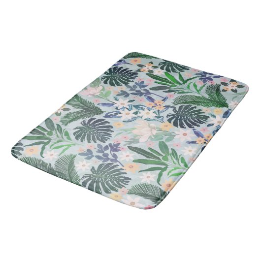 Tropical Foliage Floral Pattern Badmat (Gekanteld)