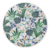 Tropical Foliage Floral Pattern Keramische Knop (Voorkant)