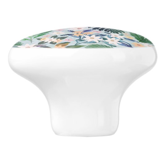 Tropical Foliage Floral Pattern Keramische Knop (Zijkant)