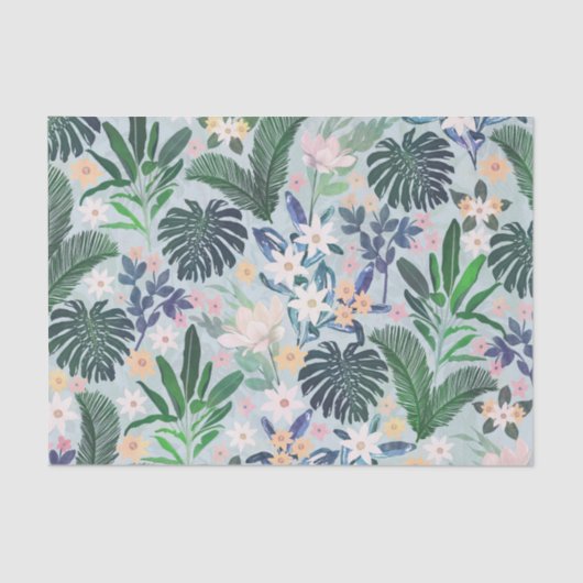 Tropical Foliage Floral Pattern Tissuepapier (Voorkant)