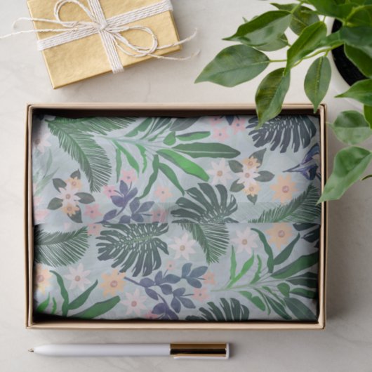Tropical Foliage Floral Pattern Tissuepapier (Geschenk)