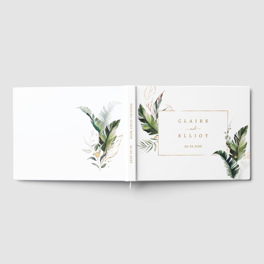 Tropical Foliage Gold Wedding Gastenboek (Volledig)