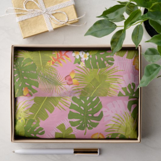 Tropical Foliage Summer Pink Tissuepapier (Geschenk)