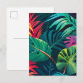 Tropical Foliage Waterverf Paradise Aankondigingskaart (Voorkant / Achterkant)