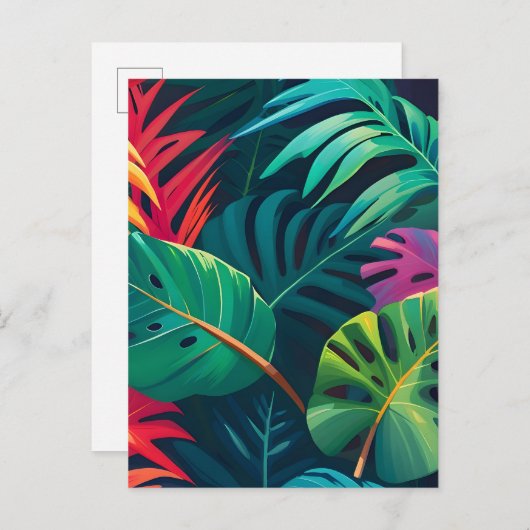 Tropical Foliage Waterverf Paradise Aankondigingskaart (Voorkant / Achterkant)