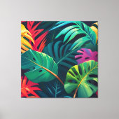 Tropical Foliage Waterverf Paradise Canvas Afdruk (Voorkant)
