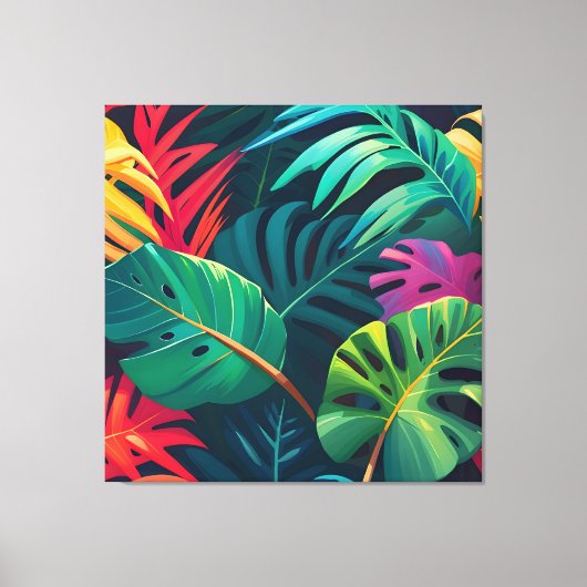 Tropical Foliage Waterverf Paradise Canvas Afdruk (Voorkant)