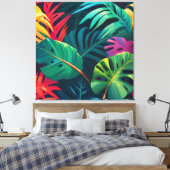 Tropical Foliage Waterverf Paradise Canvas Afdruk (Insitu (Slaapkamer))
