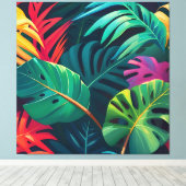 Tropical Foliage Waterverf Paradise Canvas Afdruk (Insitu (Houten vloer))