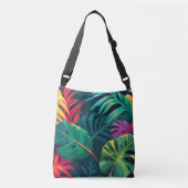 Tropical Foliage Waterverf Paradise Crossbody Tas (Voorkant)