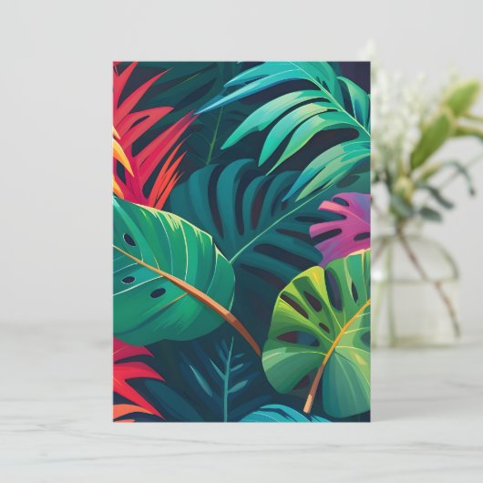 Tropical Foliage Waterverf Paradise Feestdagenkaart (Staand voorkant)