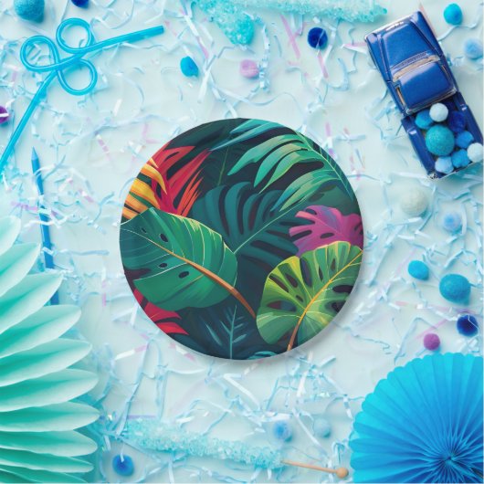 Tropical Foliage Waterverf Paradise Papieren Bordje (Feest)