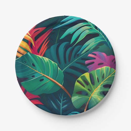 Tropical Foliage Waterverf Paradise Papieren Bordje (Voorkant)