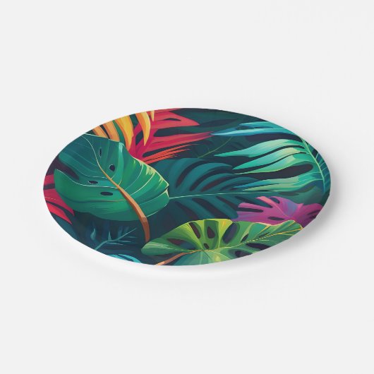 Tropical Foliage Waterverf Paradise Papieren Bordje (Gekanteld)