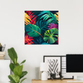Tropical Foliage Waterverf Paradise Poster (Thuiskantoor)
