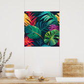 Tropical Foliage Waterverf Paradise Poster (Keuken)