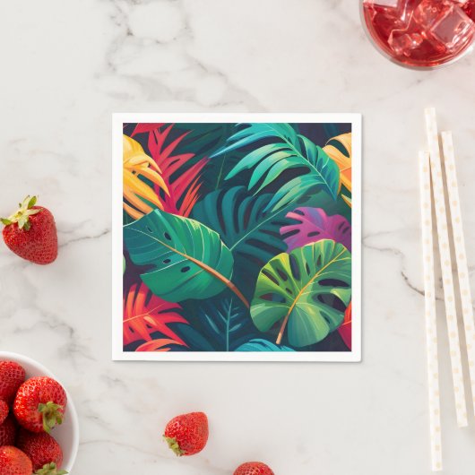 Tropical Foliage Waterverf Paradise Servet (Insitu)