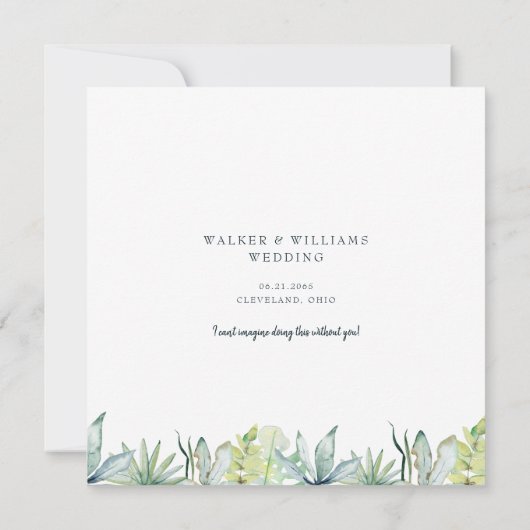 Tropical Foliage White Wedding Wil jij mijn bruilo Kaart (Achterkant)