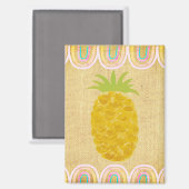 Tropical Folk Art Pineapple Magneet (Voorkant / Achterkant)