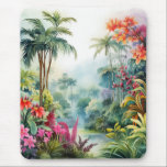 Tropical Forest Muismat<br><div class="desc">A Watercolour landscape of a tropical forest with colourful flowers</div>