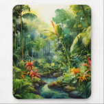 Tropical Forest Muismat<br><div class="desc">A Watercolour landscape of a tropical forest with colourful flowers</div>