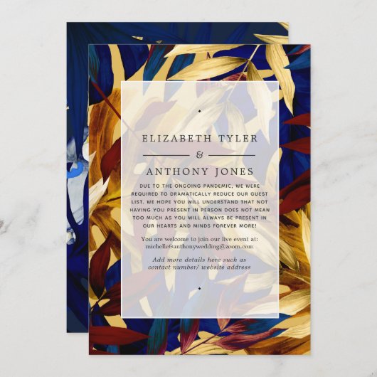 Tropical Forest Verminderde Bruiloft Gast Lijst Aankondiging (Voorkant / Achterkant)