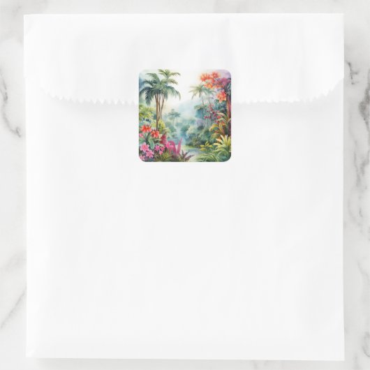 Tropical Forest Vierkante Sticker (Tas)