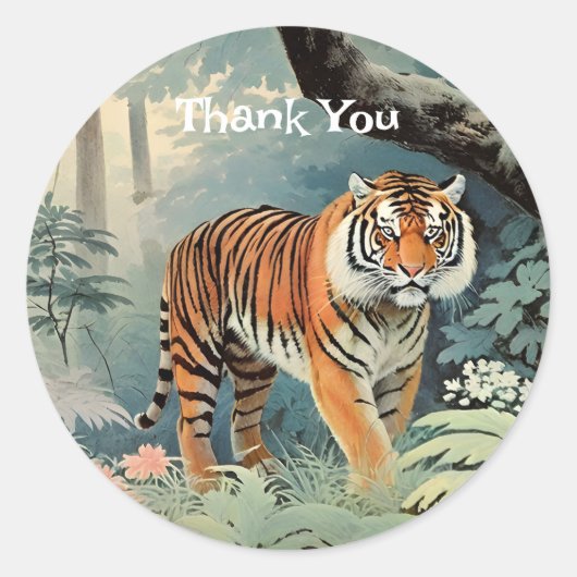 Tropical Forest Wildlife Tijger  Ronde Sticker (Voorkant)