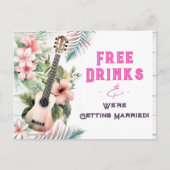 Tropical Free Drinken Funny Wedding Save the Date Briefkaart (Voorkant)