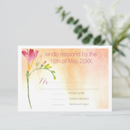 Tropical Freesia Boho Wedding RSVP (Staand voorkant)