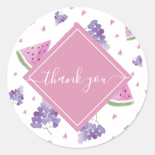 Tropical Fresh Watermelon & Grapes Bedankt Schatti Ronde Sticker