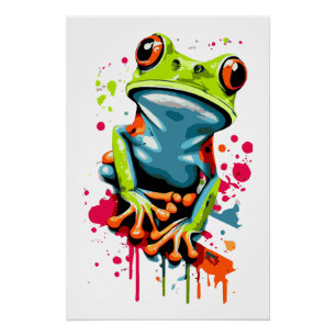 Tropical Frog Poster - Kleurrijke kikkerprins