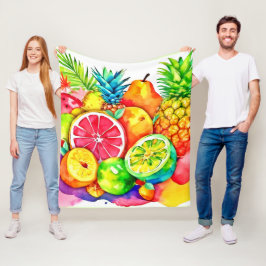 Tropical Fruit Cartoon Art Fleece Deken