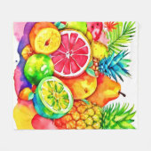 Tropical Fruit Cartoon Art Fleece Deken (Voorkant (Horizontaal))