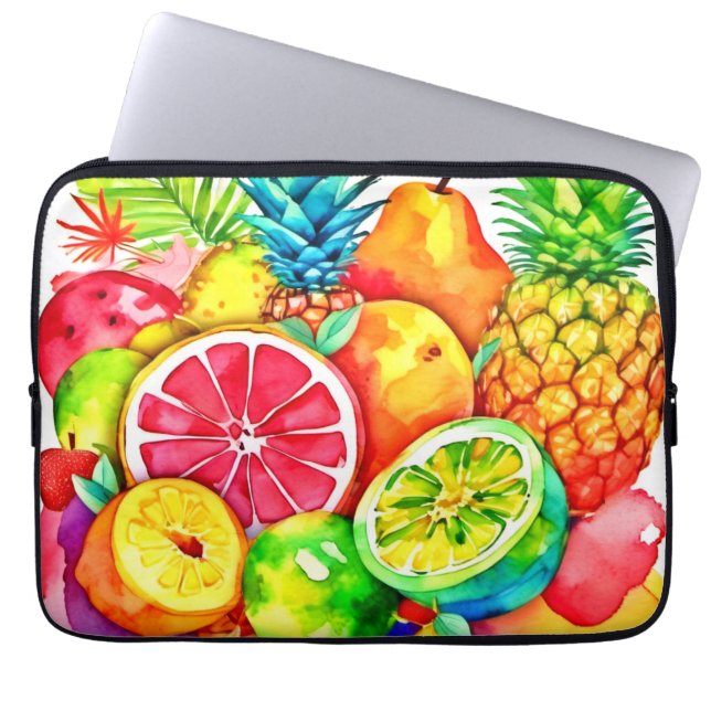 Tropical Fruit Cartoon Art Laptop Sleeve (Voorkant)