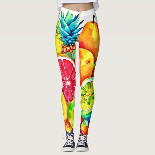 Tropical Fruit Cartoon Art Leggings (Voorkant)