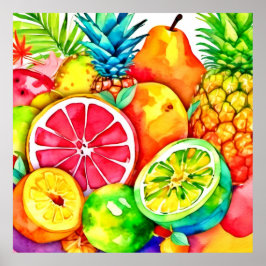 Tropical Fruit Cartoon Art Poster