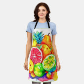 Tropical Fruit Cartoon Art Schort (Gedragen)