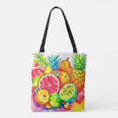 Tropical Fruit Cartoon Art Tote Bag (Achterkant)