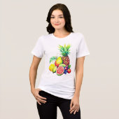 Tropical Fruit Collage Tri-Blend Shirt (Voorkant volledig)